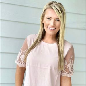 Floral Mesh Round Neck Top